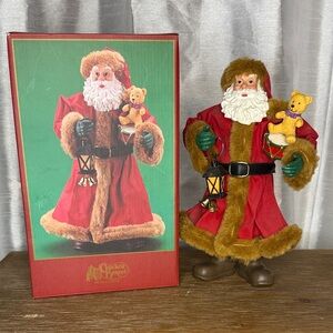 Cracker Barrel Fabric Maché Santa 10” 1997 Stand Alone Old Country Store Cottage